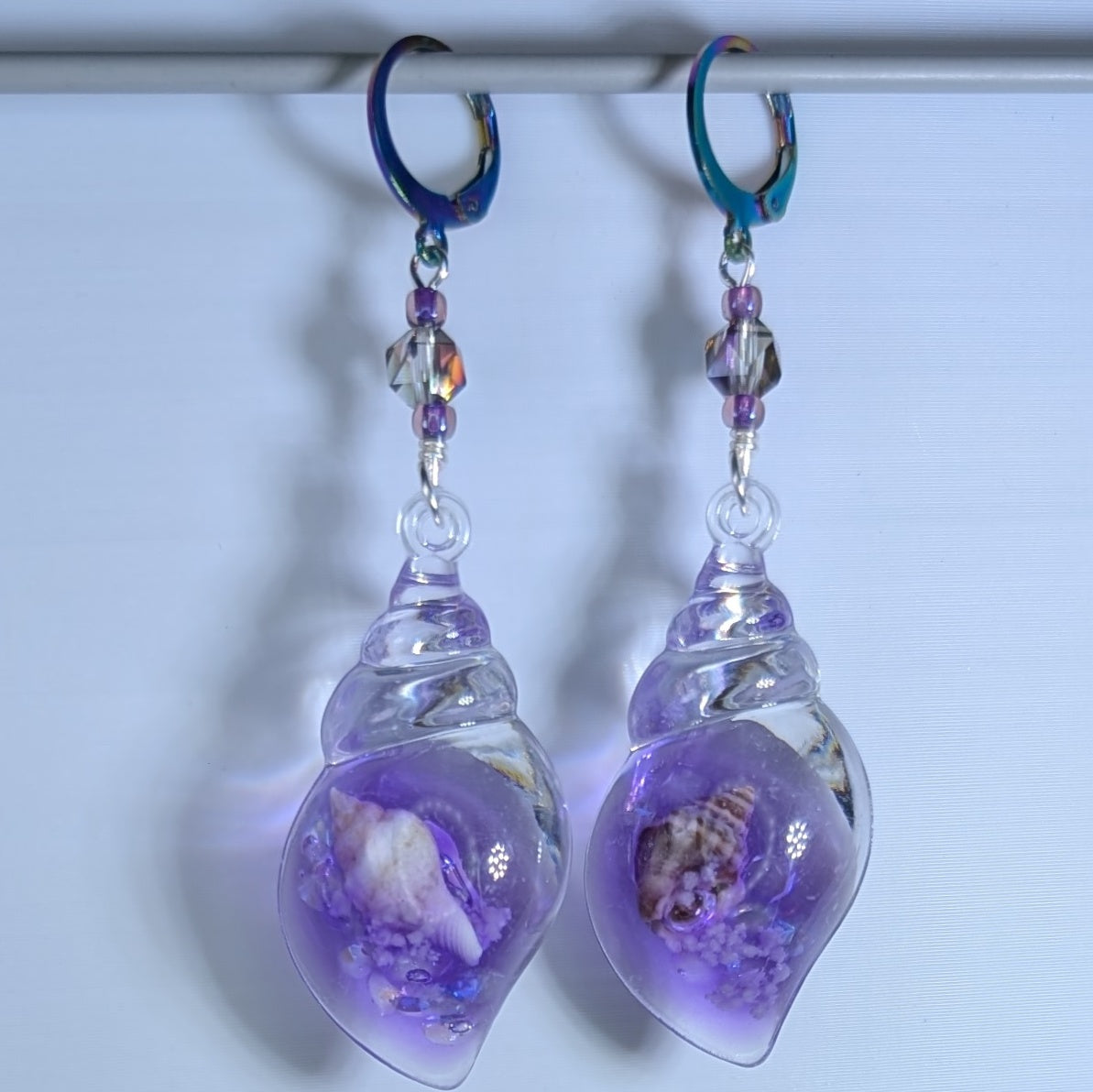 Resin Nested Seashells Glow in the Dark Stitch Markers & Earrings