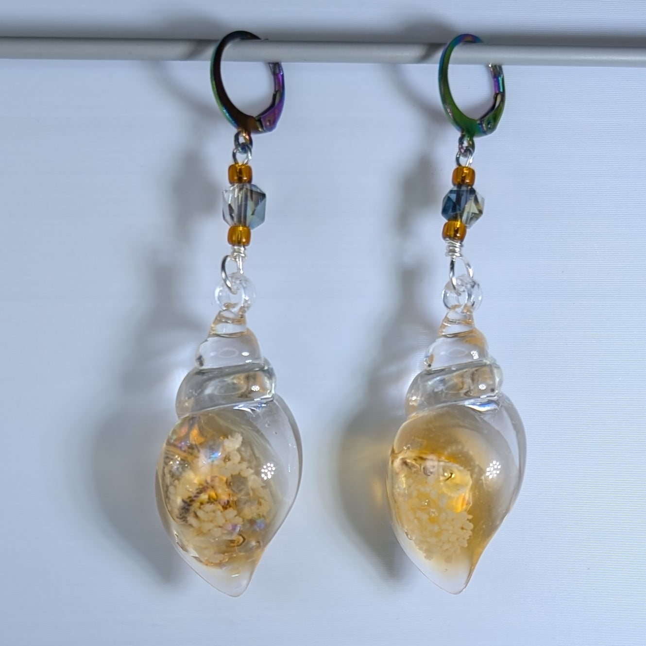 Resin Nested Seashells Glow in the Dark Stitch Markers & Earrings