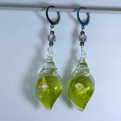 Resin Nested Seashells Glow in the Dark Stitch Markers & Earrings