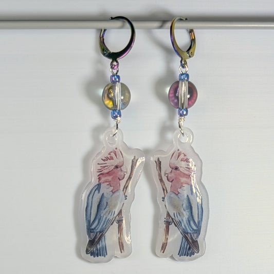 Water Color Birds Earrings & Stitch Markers