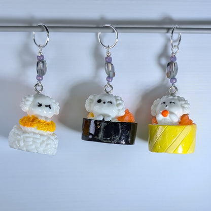 Resin Sushi Pups Earrings & Stitch Markers