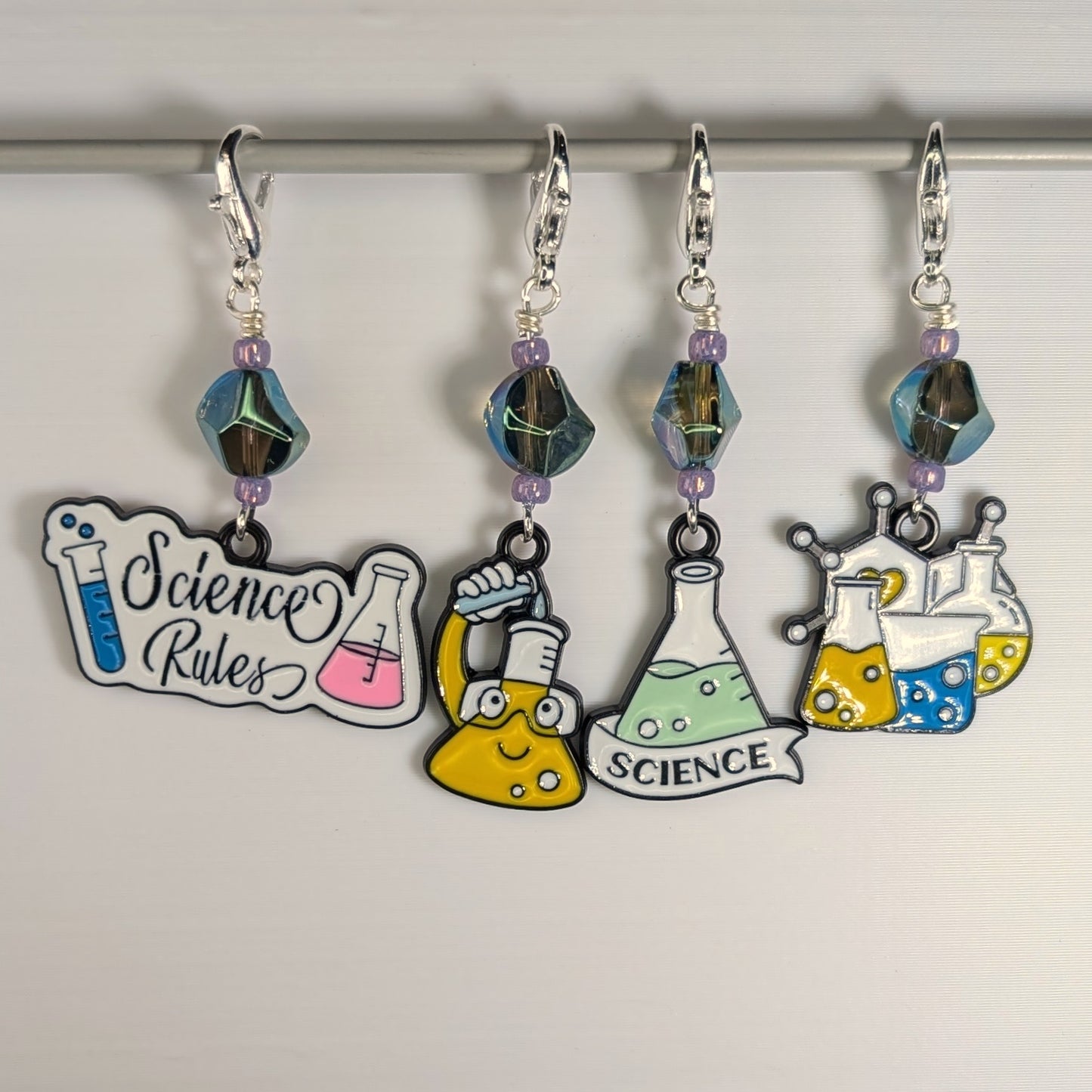 Science! Enamel Stitch Markers and Earrings