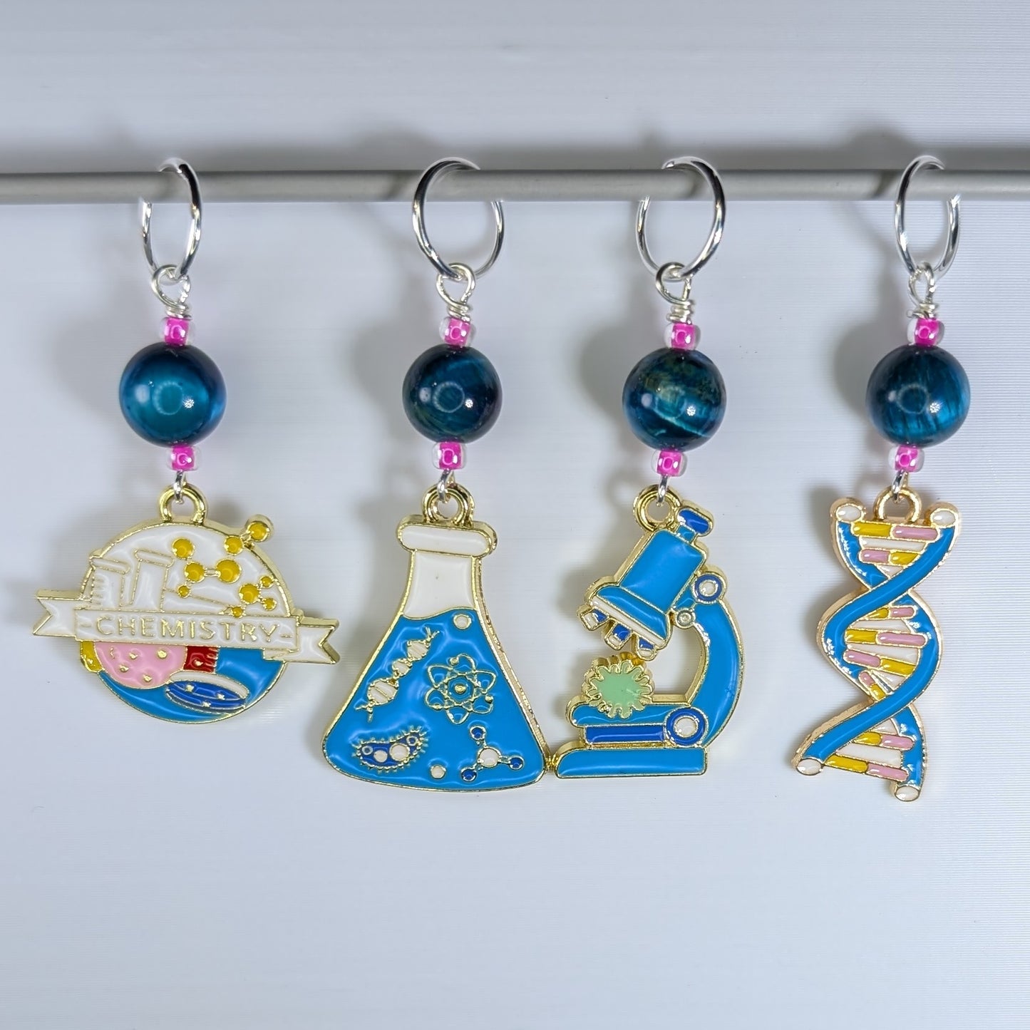 Science! Enamel Stitch Markers and Earrings