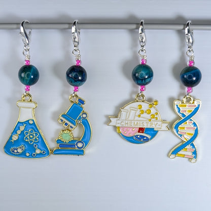 Science! Enamel Stitch Markers and Earrings