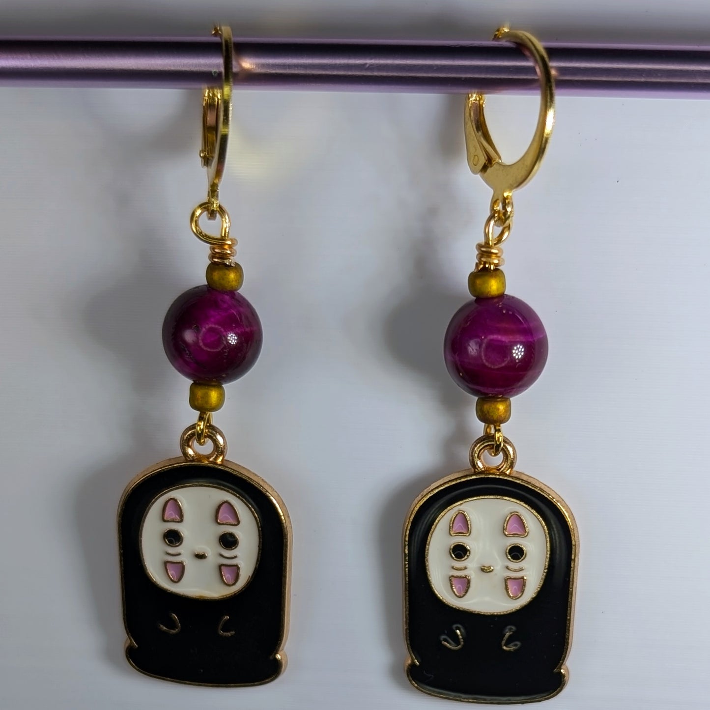 No Face Enamel Earrings & Stitch Markers