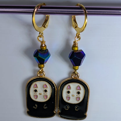 No Face Enamel Earrings & Stitch Markers