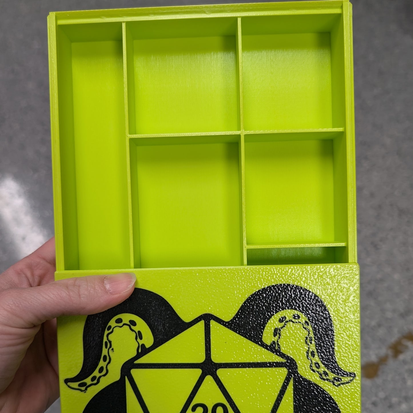 3D printed Notions Box--Tentacle D20