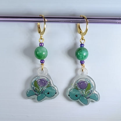 Terrarium Turtles Earrings & Stitch Markers