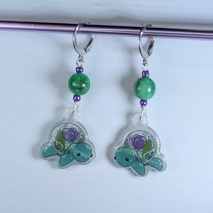 Terrarium Turtles Earrings & Stitch Markers