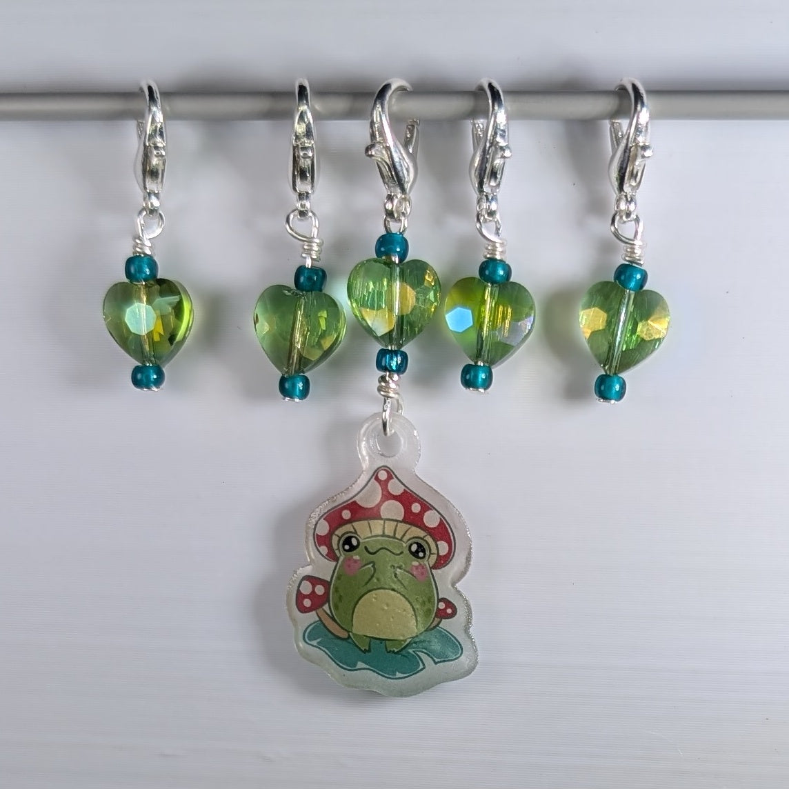 Mushroom Hat Frogs Earrings & Stitch Markers