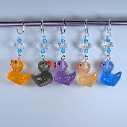 Resin Rubber Duckie Stitch Markers & Earrings