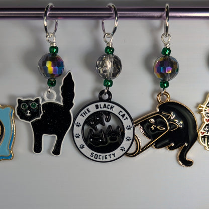 Black Cat Society Stitch Markers & Earrings