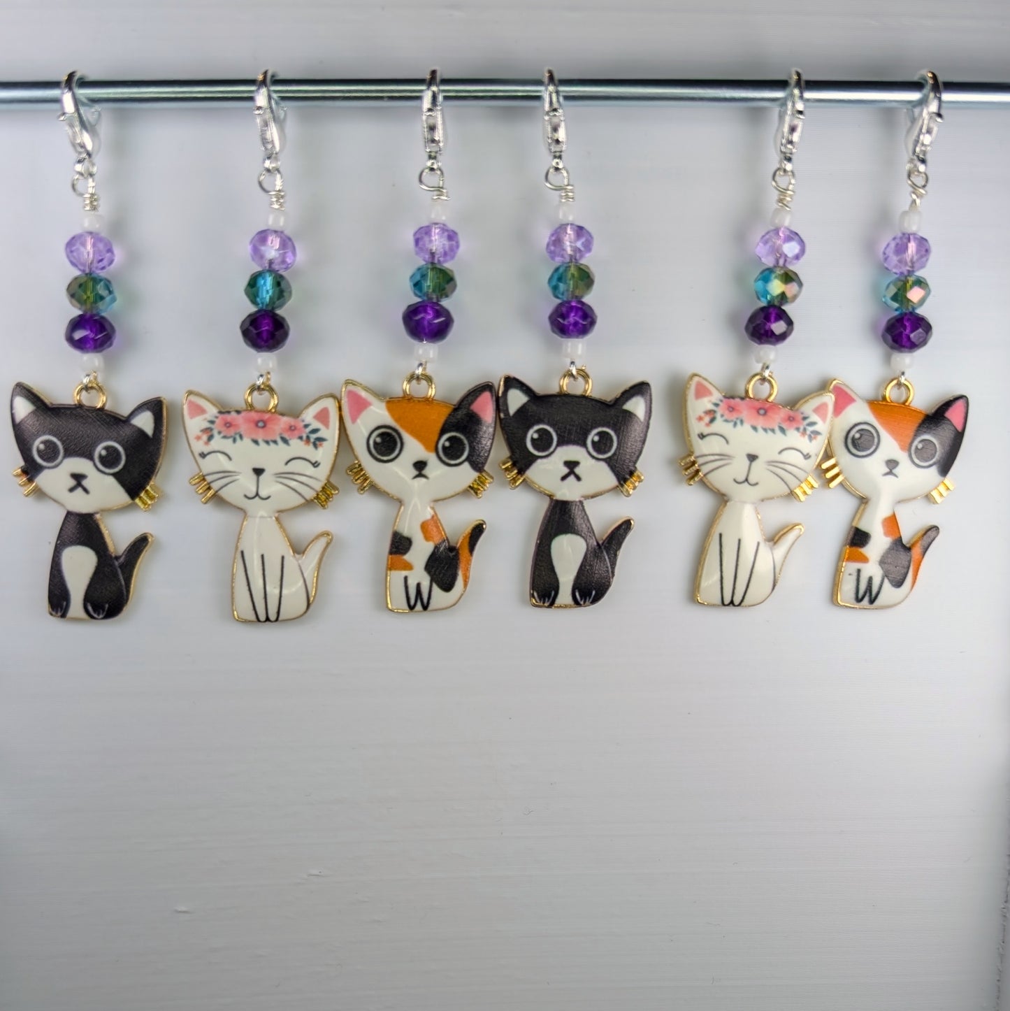 Attentive Cat Stitch Markers & Earrings