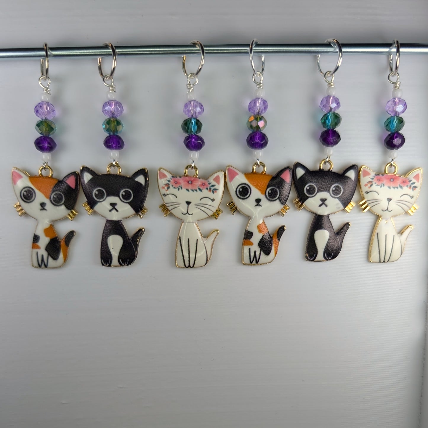 Attentive Cat Stitch Markers & Earrings