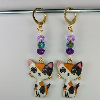 Attentive Cat Stitch Markers & Earrings