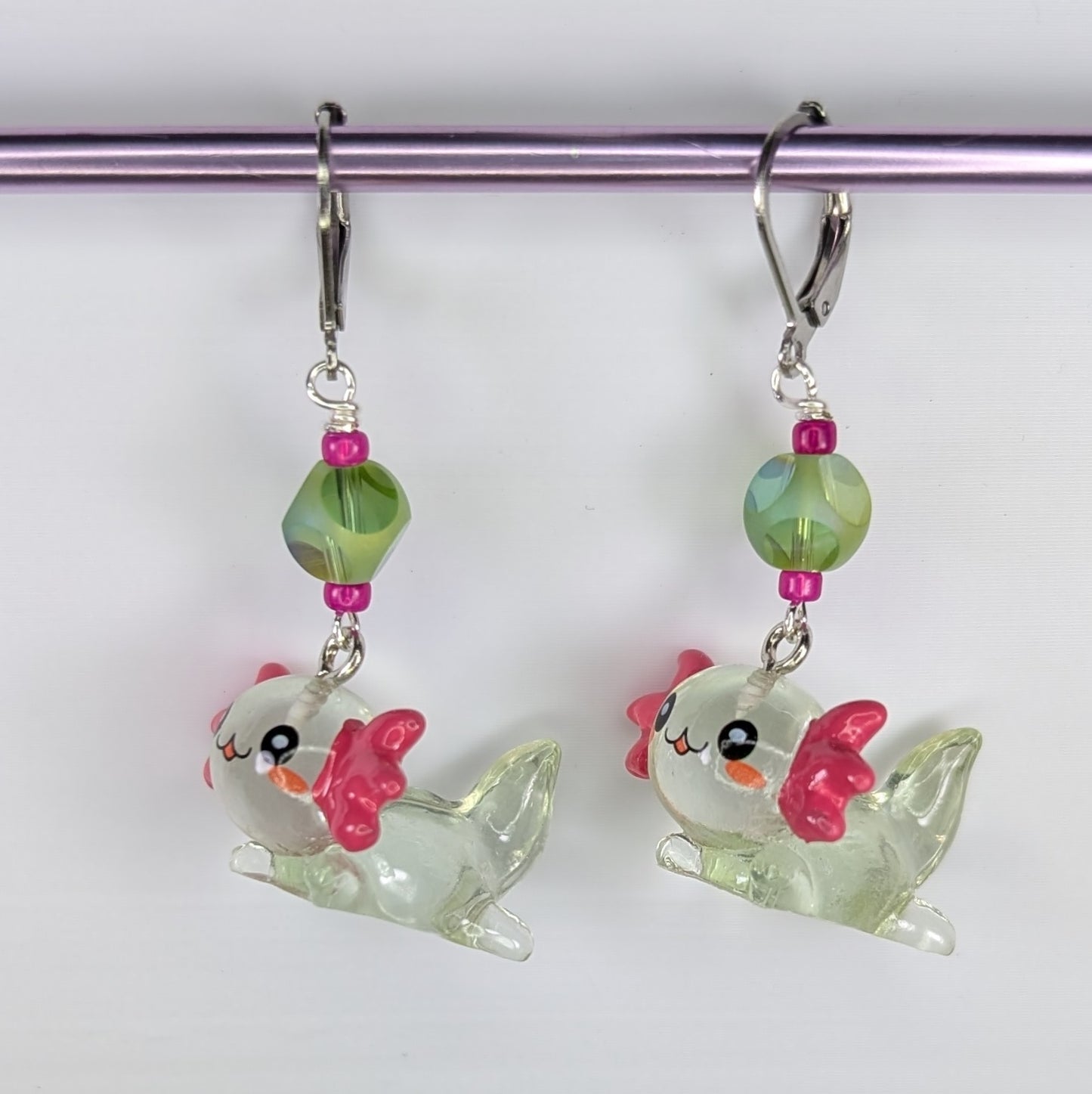 Resin Axolotl Earrings & Stitch Markers