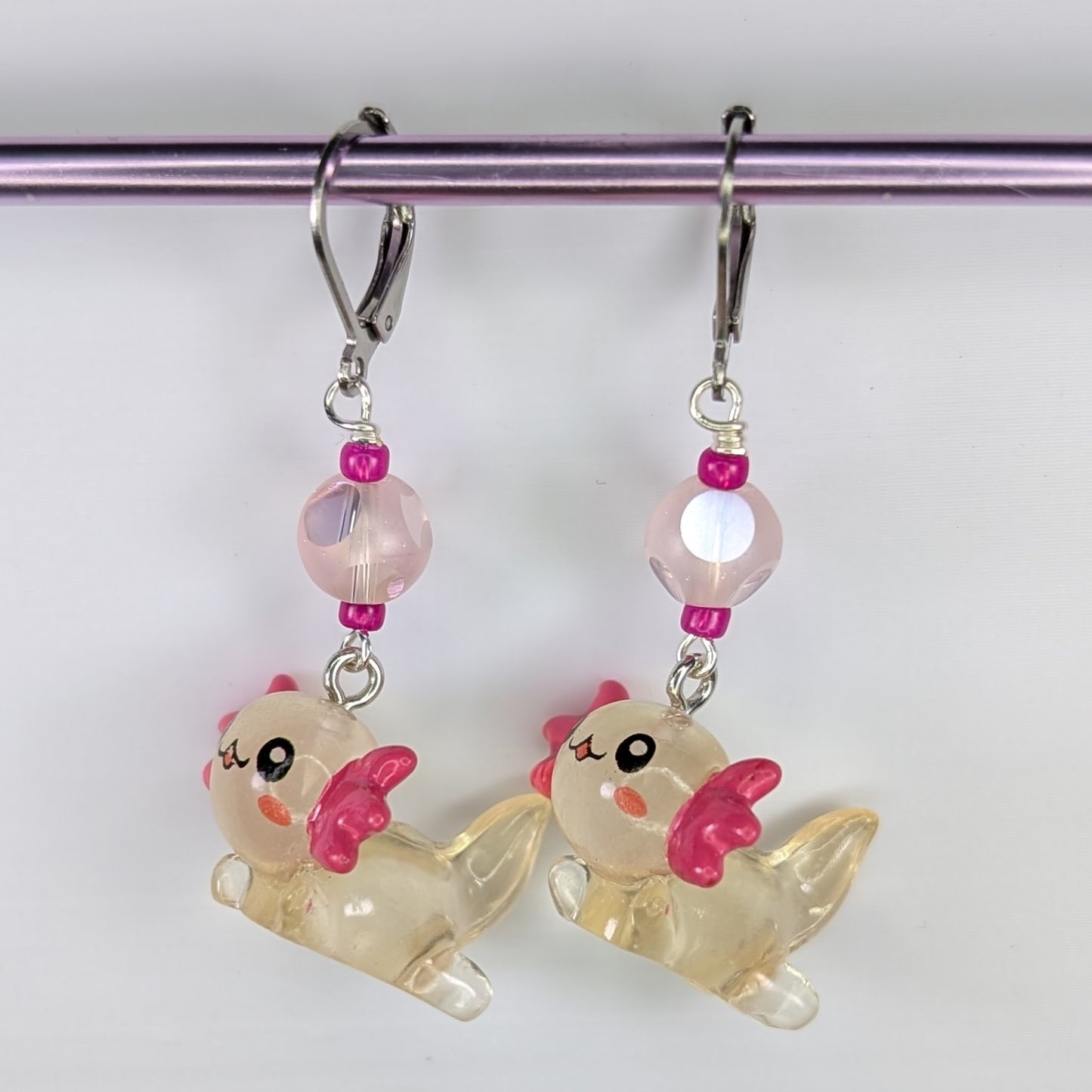 Resin Axolotl Earrings & Stitch Markers