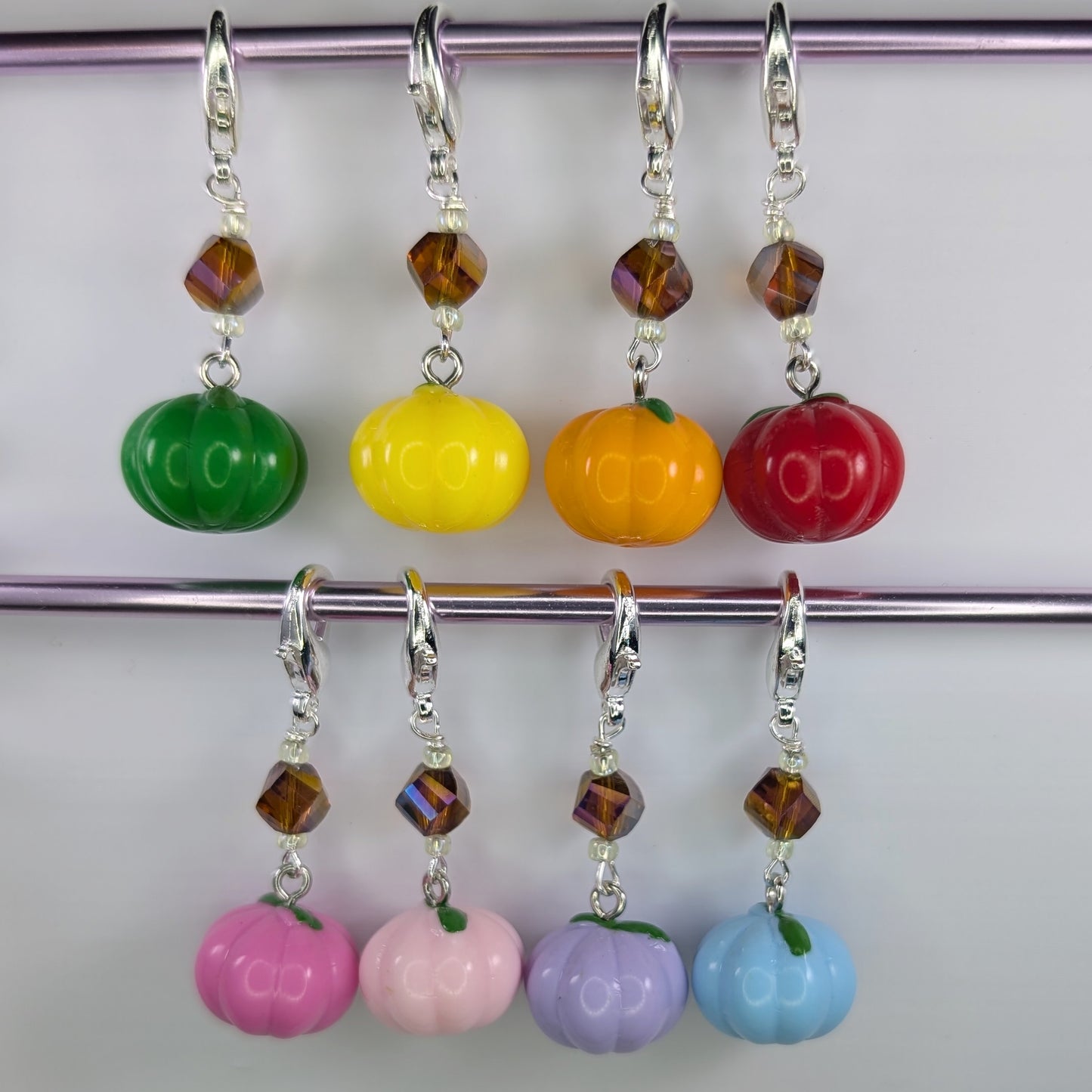 Colorful Pumpkins Earrings & Stitch Markers