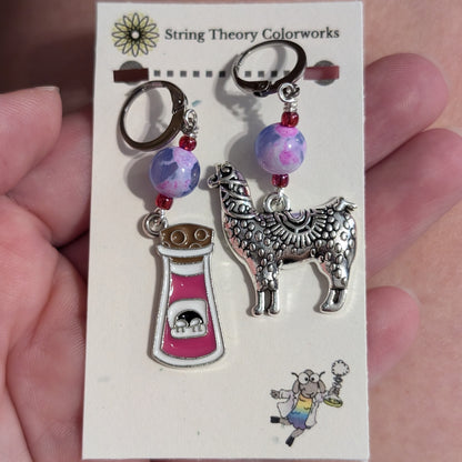 A llama? But he's supposed to be dead! Earrings & Stitch Markers