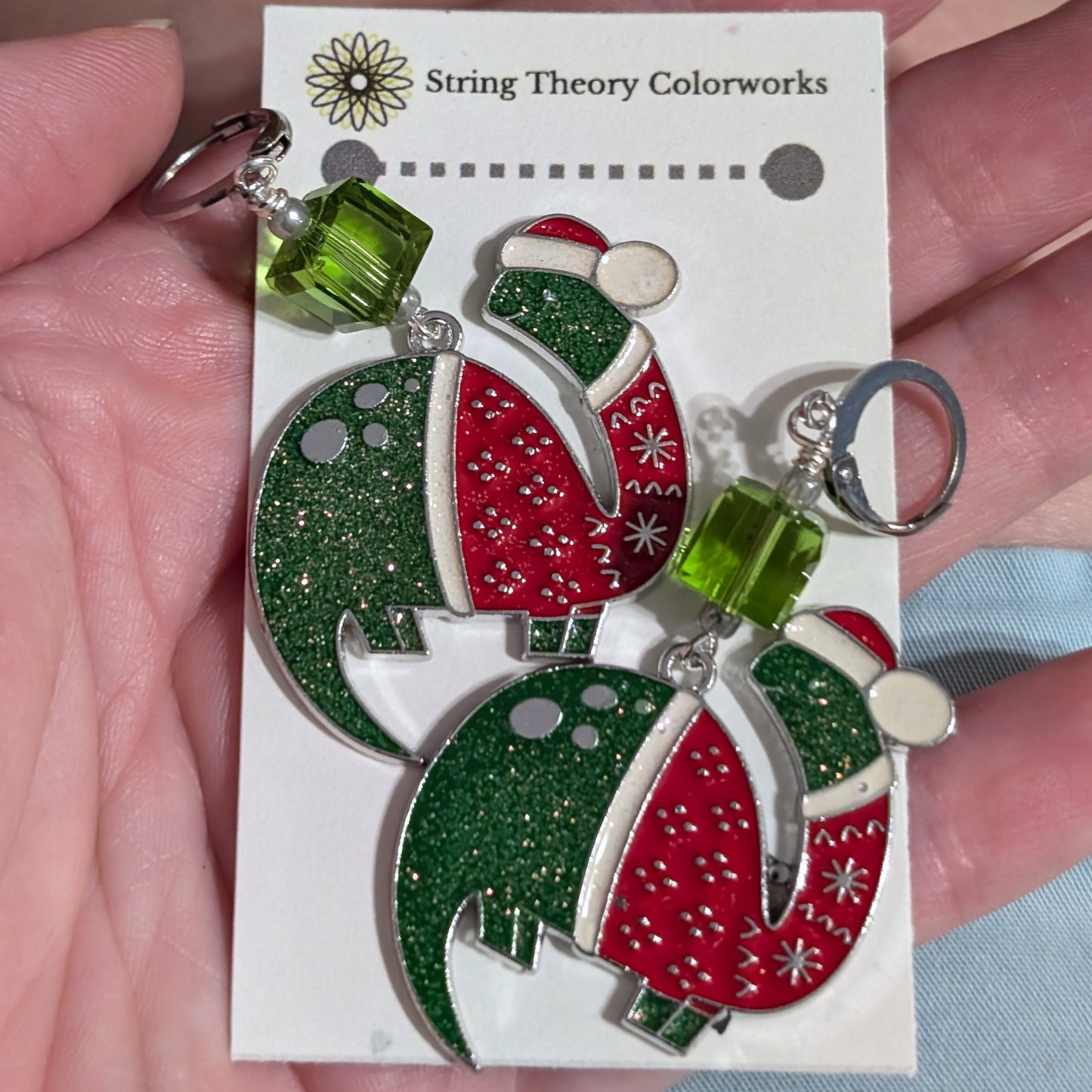 Holiday Sweater Brachiosaurus Earrings