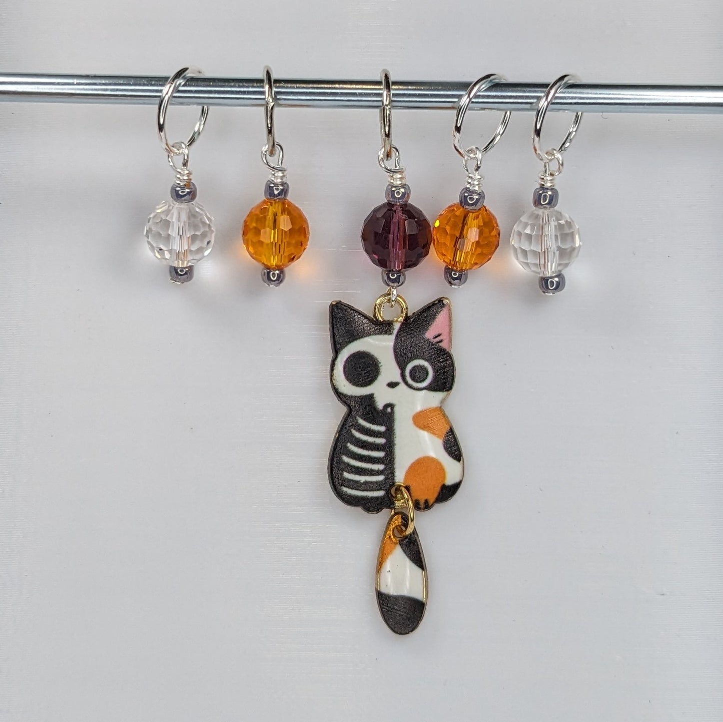 Schrodinger's Calico Earrings & Stitch Markers