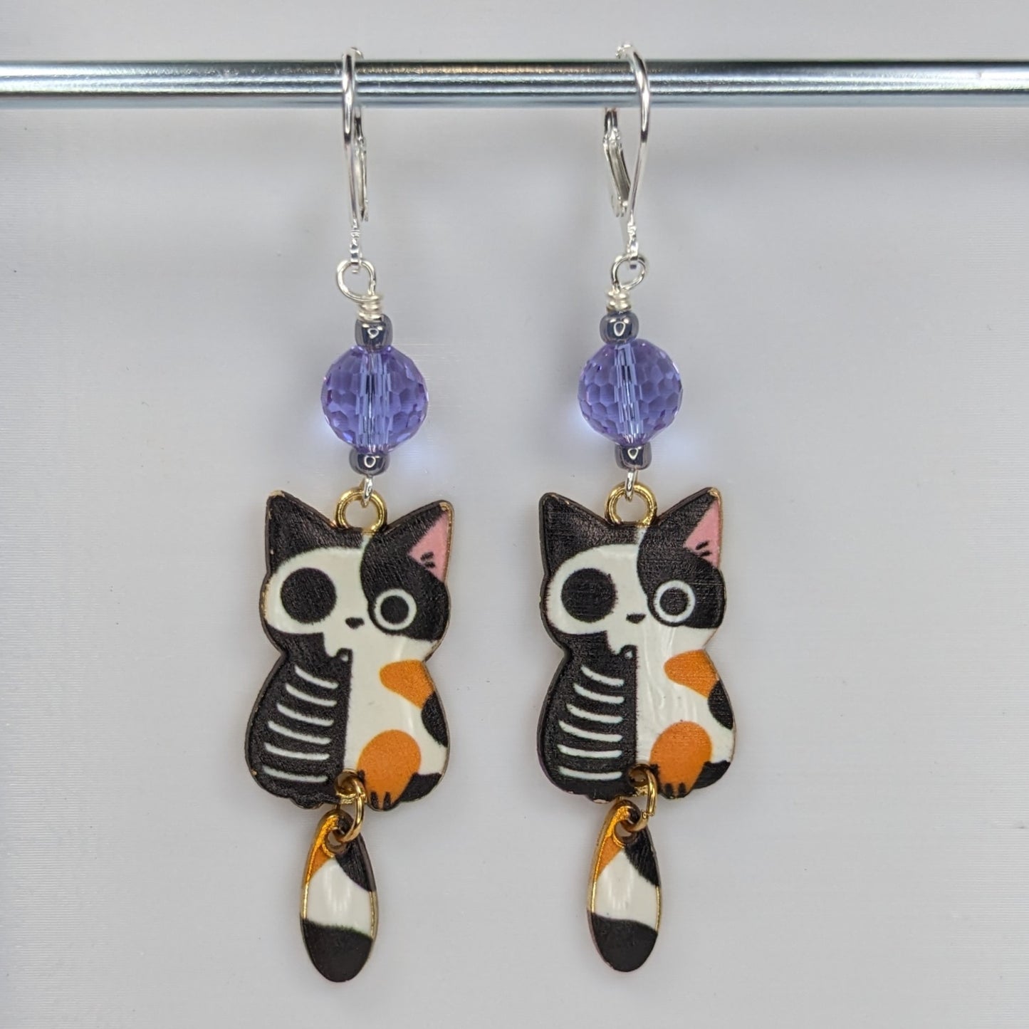 Schrodinger's Calico Earrings & Stitch Markers