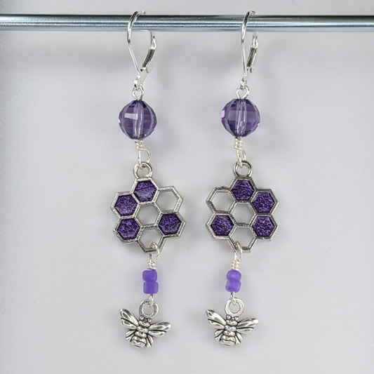 Sparkle Honeycomb & Bee Earrings & Stitch Markers