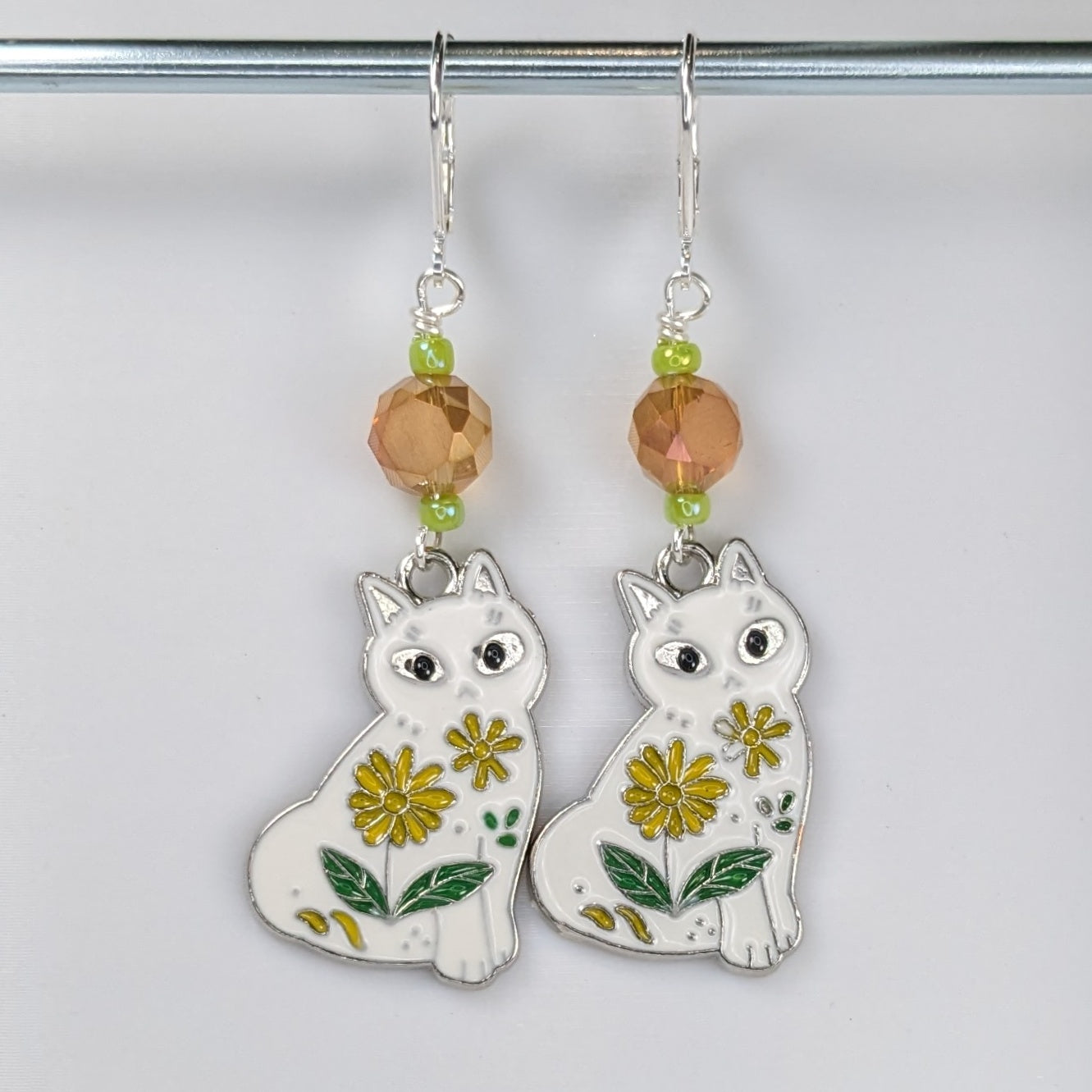 Cats and Daisies Earrings & Stitch Markers