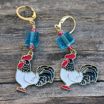 Lakenvelder White Chickens Markers & Earrings