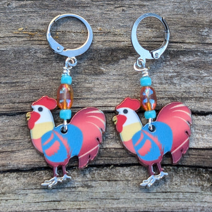 Roosters Markers & Earrings