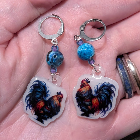 Fancy Chicken Earrings & Stitch Markers