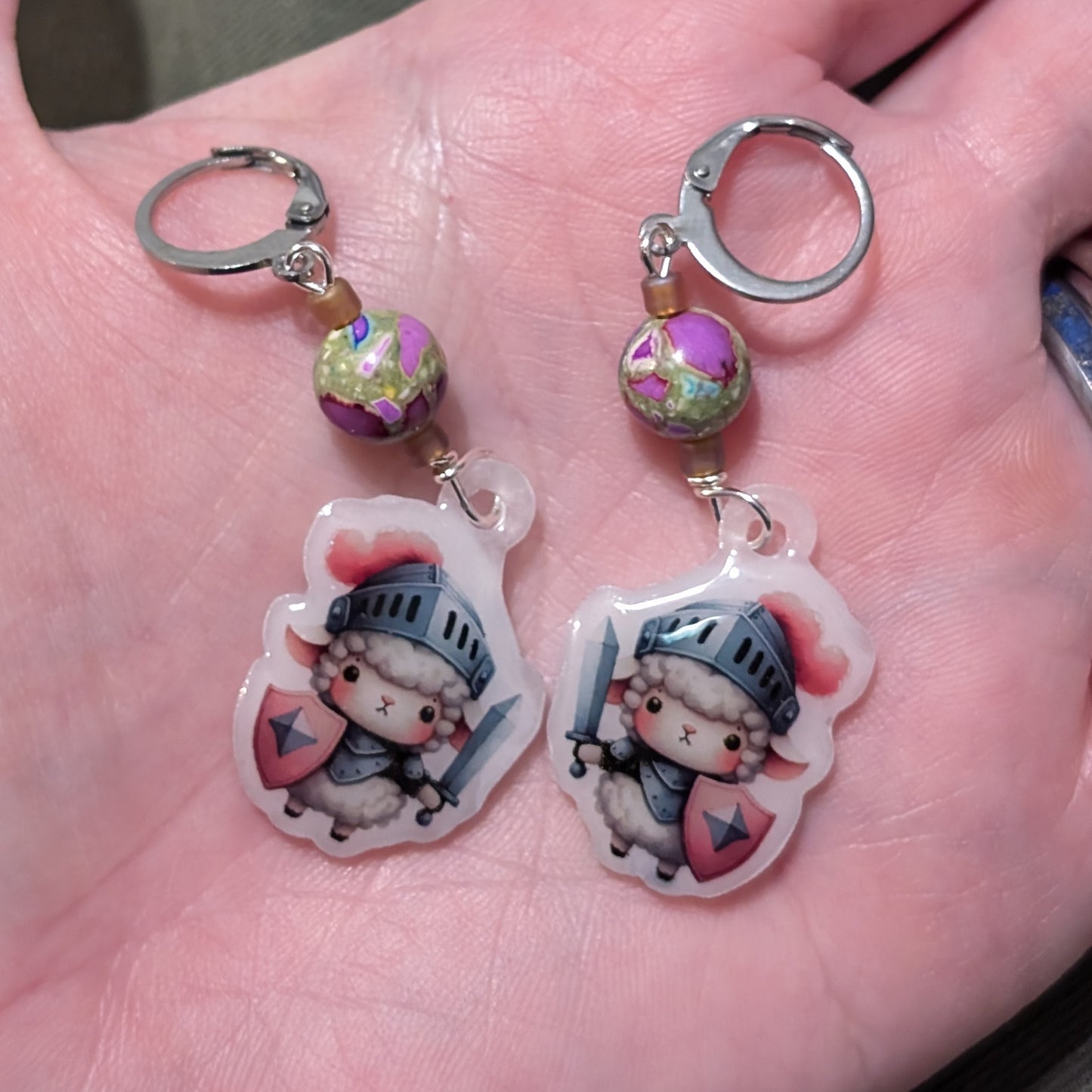 Cosplay Sheep Earrings & Stitch Markers