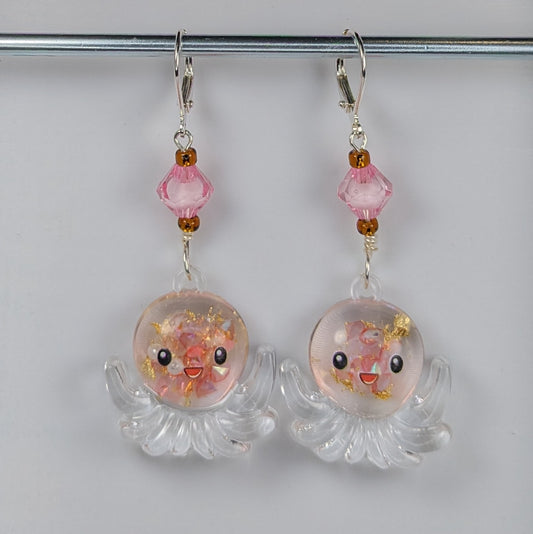 Decorated Transparent Octopus Earrings