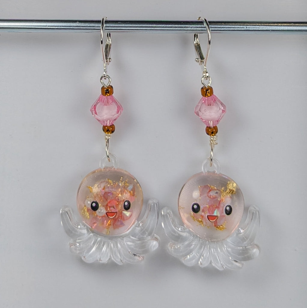 Decorated Transparent Octopus Earrings