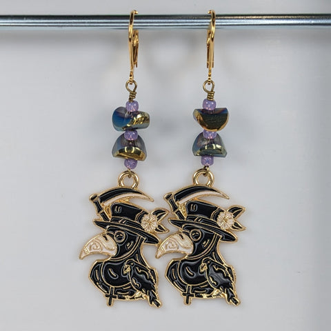 Plague Doctor Joins the Murder Earrings & Stitch Markers