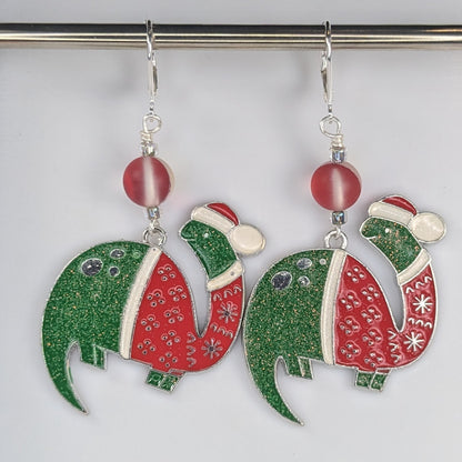 Holiday Sweater Brachiosaurus Earrings