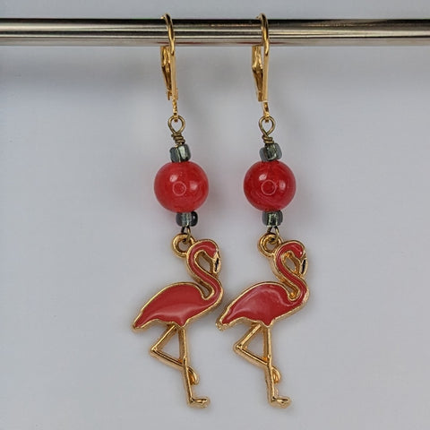 Enamel Flamingo Earrings