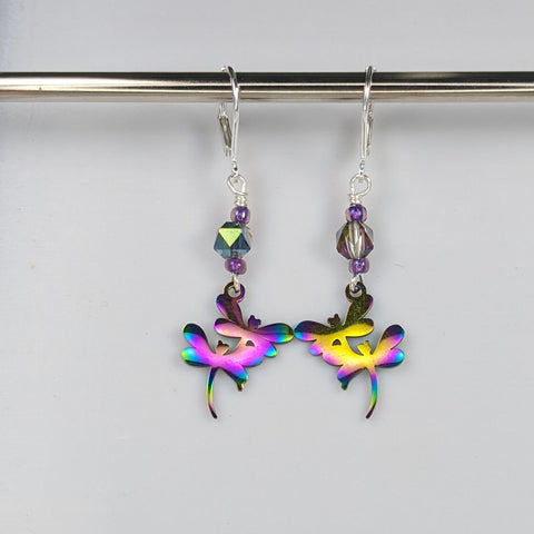 Electrified Stainless Steel Dragonflies Earrings