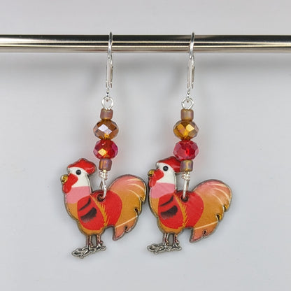 Roosters Markers & Earrings