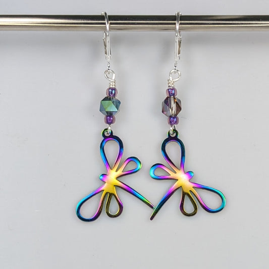 Electrified Stainless Steel Dragonflies Earrings