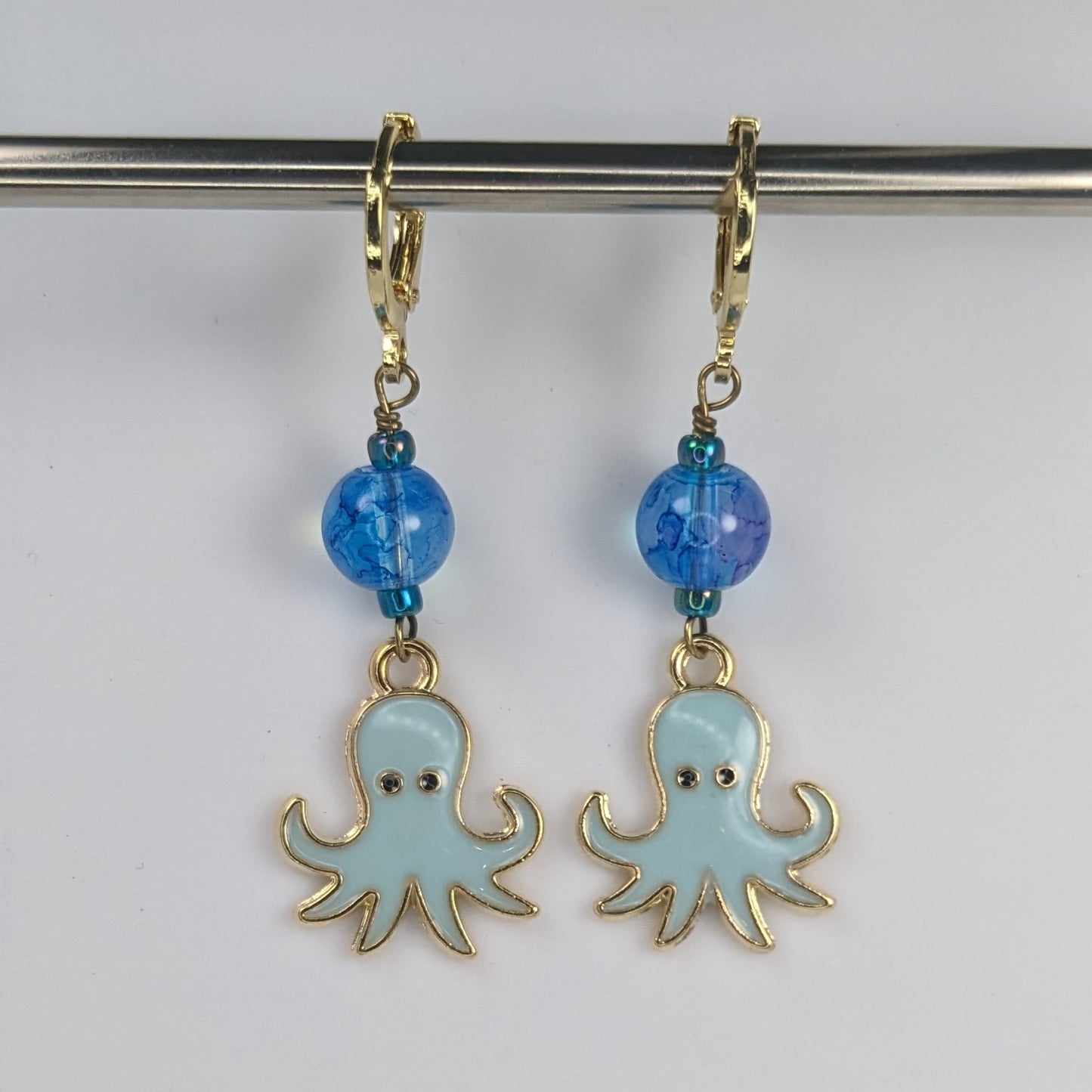Enamel Cephalopod Earrings & Stitch Markers