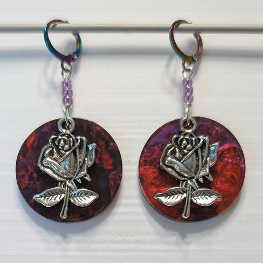 A Rose by Any Other Name Earrings & Stitch Markers