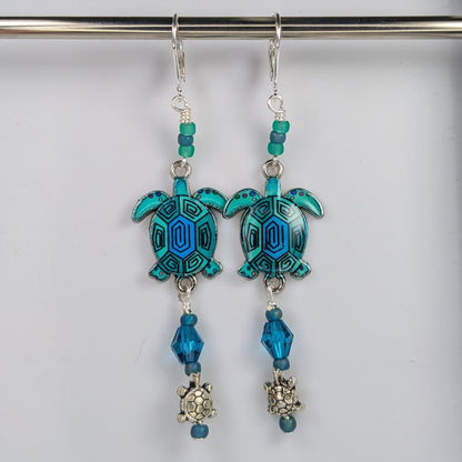 Painted Turtles Earrings & Stitch Markers