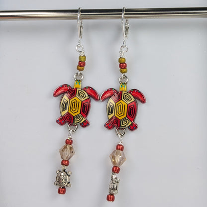 Painted Turtles Earrings & Stitch Markers