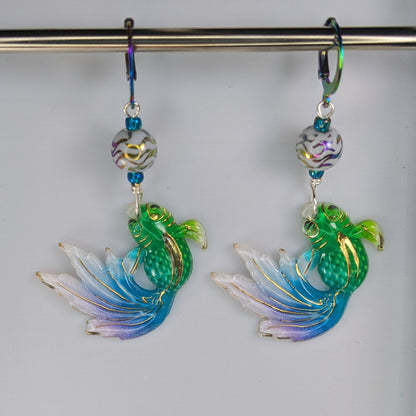 Acrylic Fancy Fish Earrings & Stitch Markers
