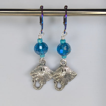 Friendly Silver Stingrays Earrings & Stitch Markers