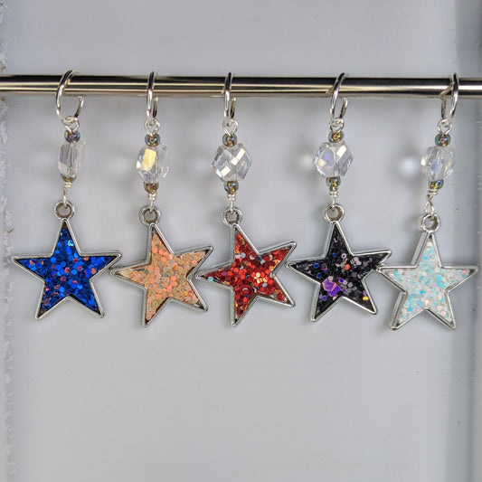 Glitter Stars Earrings & Stitch Markers