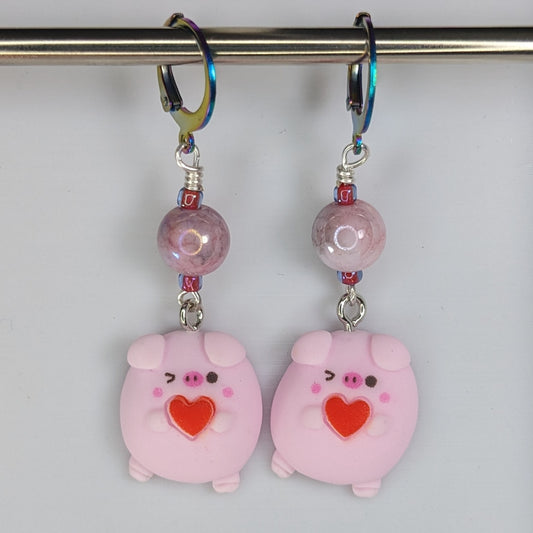 Love Pig Earrings & Stitch Markers