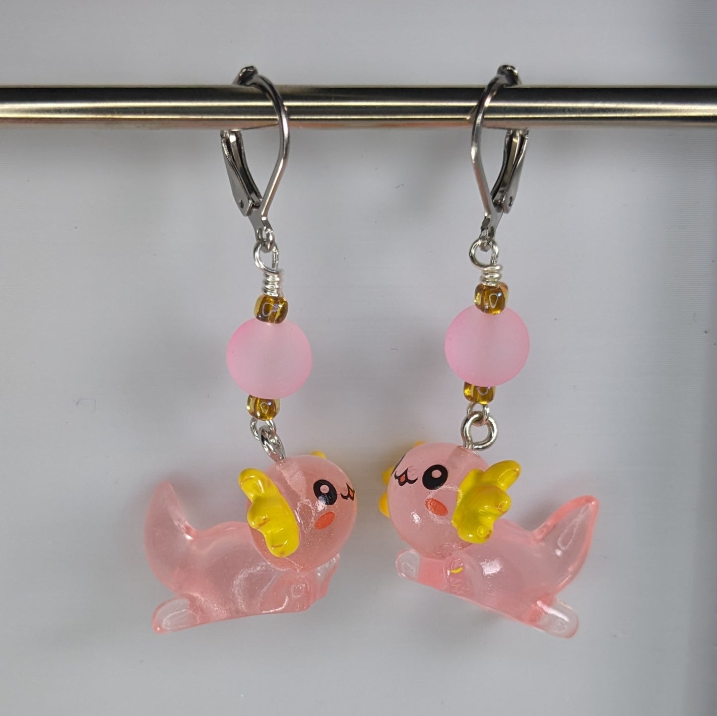 Resin Axolotl Earrings & Stitch Markers