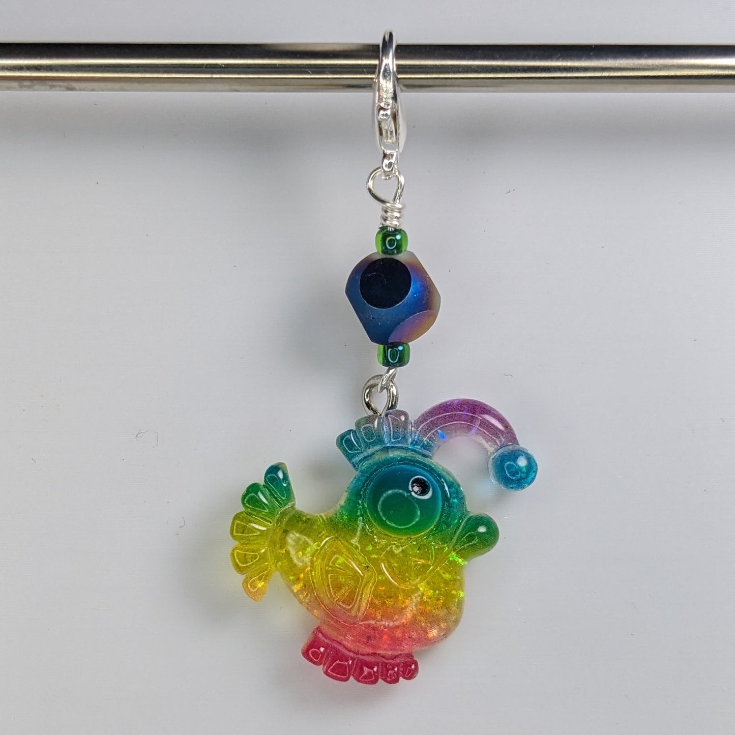 Rainbow Angler Fish Earrings & Stitch Markers